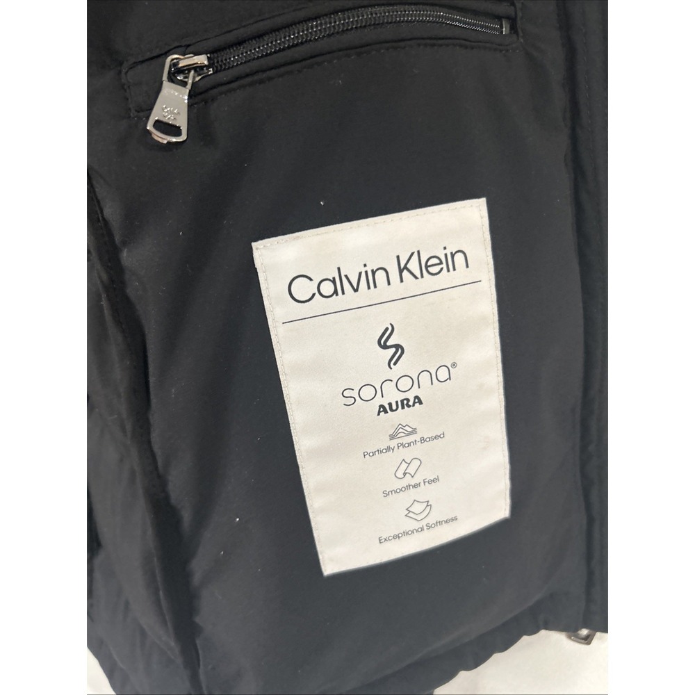Calvin Klein Sorona Aura Black Hooded Puffer Jacket Mid-Length Women's Size Leg - Picture 9 of 16